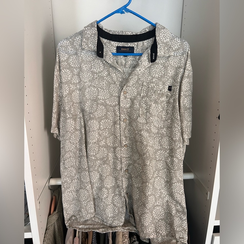 Roark Cream Patterned Casual Shirt